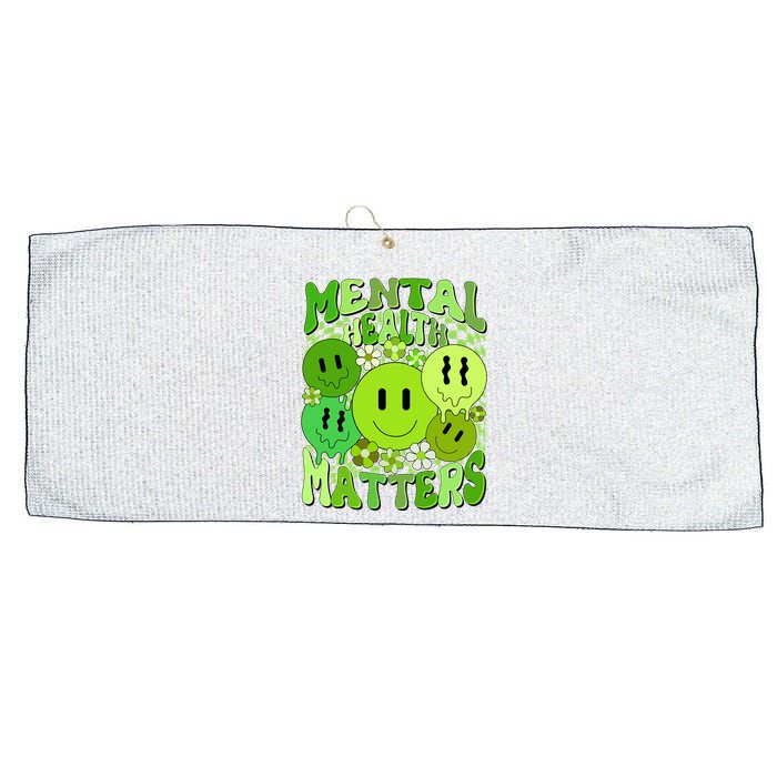 Retro Trippy Mental Health Matters Large Microfiber Waffle Golf Towel