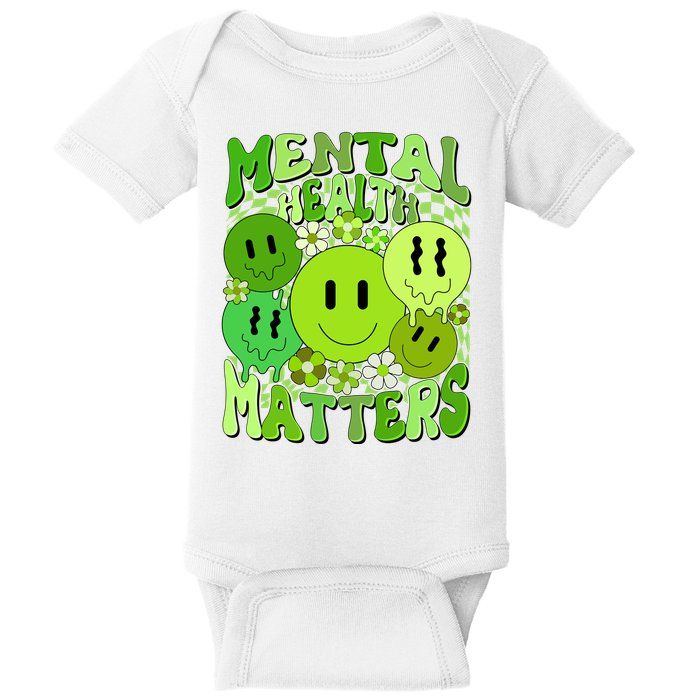 Retro Trippy Mental Health Matters Baby Bodysuit