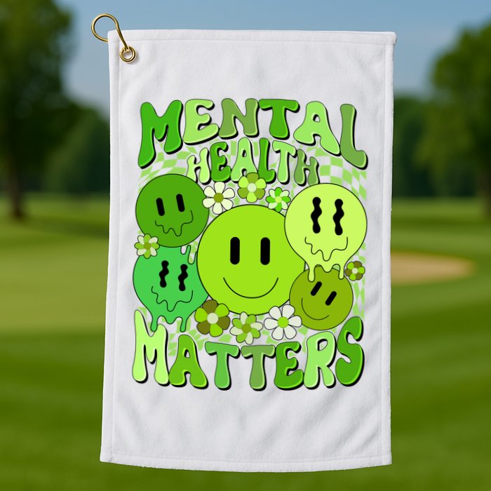 Retro Trippy Mental Health Matters Golf Towel