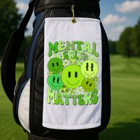 Retro Trippy Mental Health Matters Golf Towel