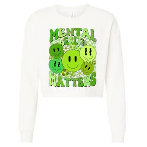 Retro Trippy Mental Health Matters Cropped Pullover Crew