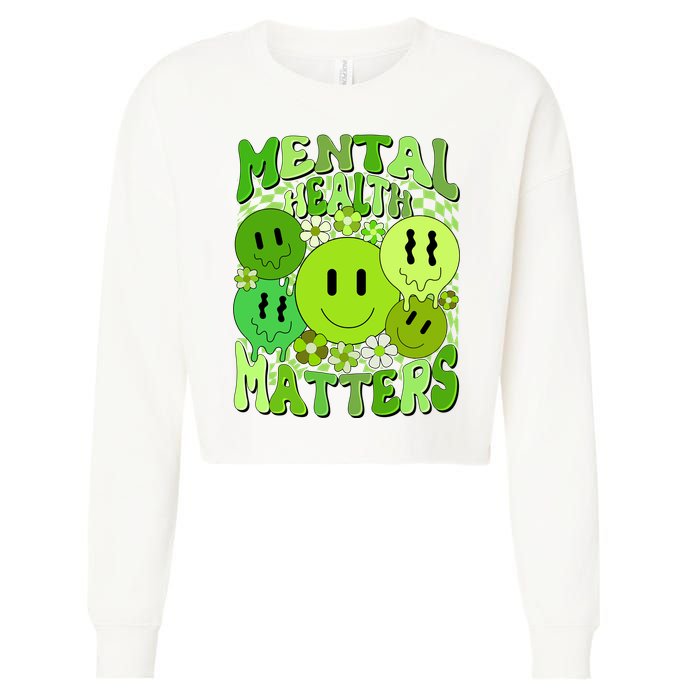 Retro Trippy Mental Health Matters Cropped Pullover Crew