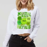 Retro Trippy Mental Health Matters Cropped Pullover Crew