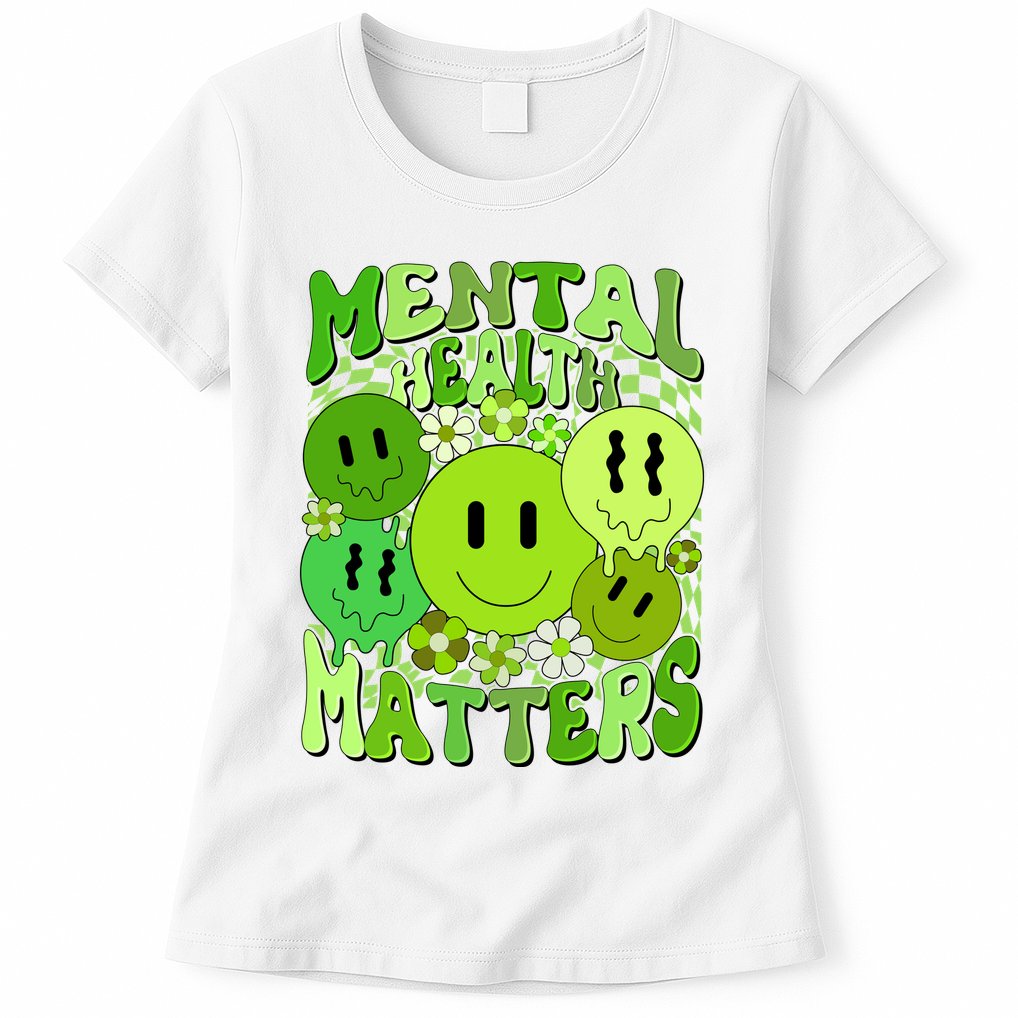Retro Trippy Mental Health Matters Womens T-Shirt