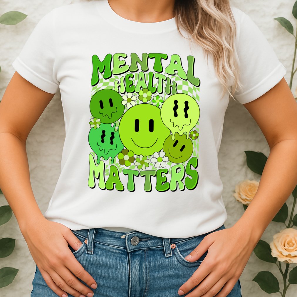 Retro Trippy Mental Health Matters Womens T-Shirt