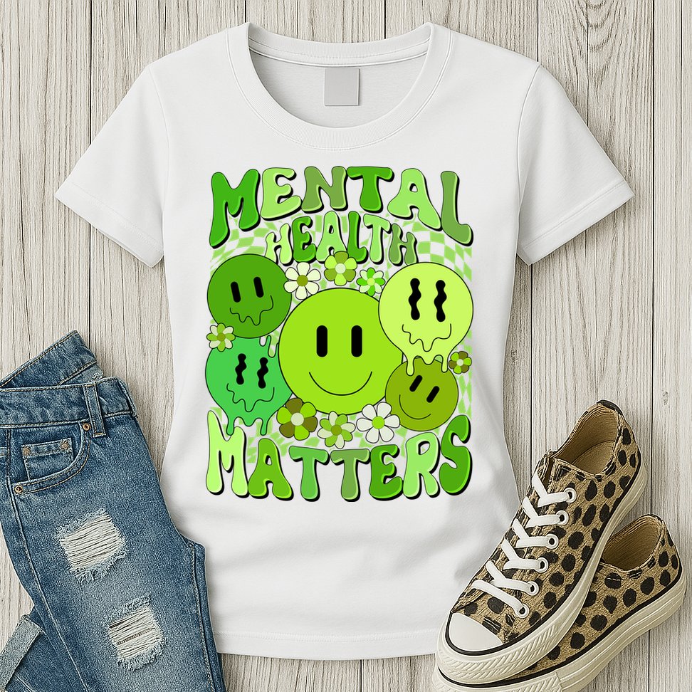 Retro Trippy Mental Health Matters Womens T-Shirt