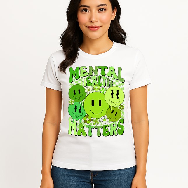 Retro Trippy Mental Health Matters Womens T-Shirt