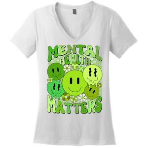 Retro Trippy Mental Health Matters Women's V-Neck T-Shirt