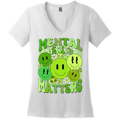 Retro Trippy Mental Health Matters Women's V-Neck T-Shirt
