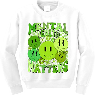 Retro Trippy Mental Health Matters Kids Sweatshirt
