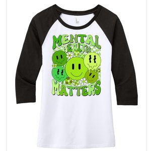 Retro Trippy Mental Health Matters Women's Tri-Blend 3/4-Sleeve Raglan Shirt