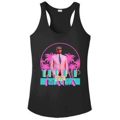 Retro Trump Mania 90s Beach Vibes Vintage Election Ladies PosiCharge Competitor Racerback Tank