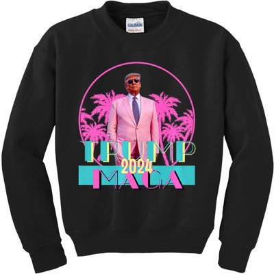 Retro Trump Mania 90s Beach Vibes Vintage Election Kids Sweatshirt