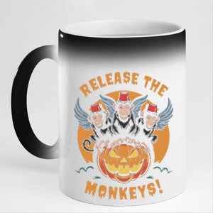 Release The Monkeys Flying Monkeys Halloween 11oz Black Color Changing Mug