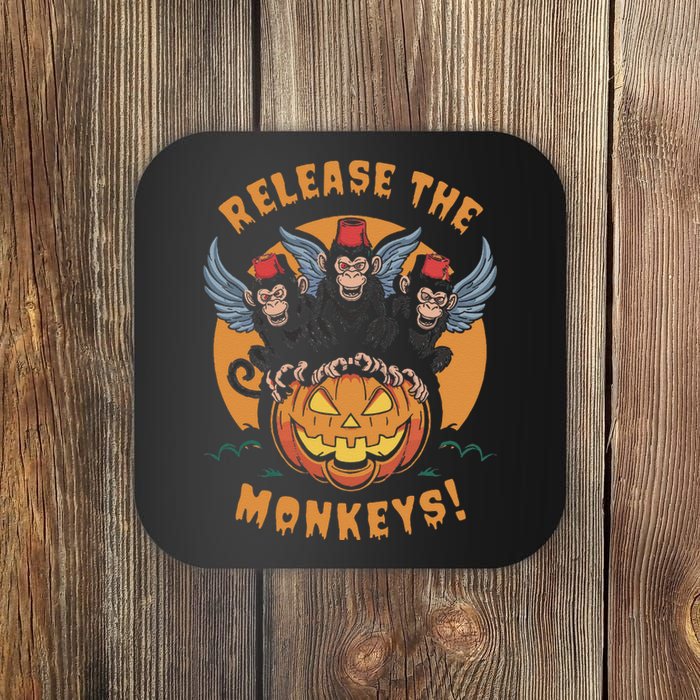 Release The Monkeys Flying Monkeys Halloween Coaster