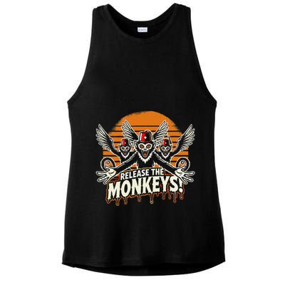 Release The Monkeys Flying Monkeys Halloween Ladies PosiCharge Tri-Blend Wicking Tank