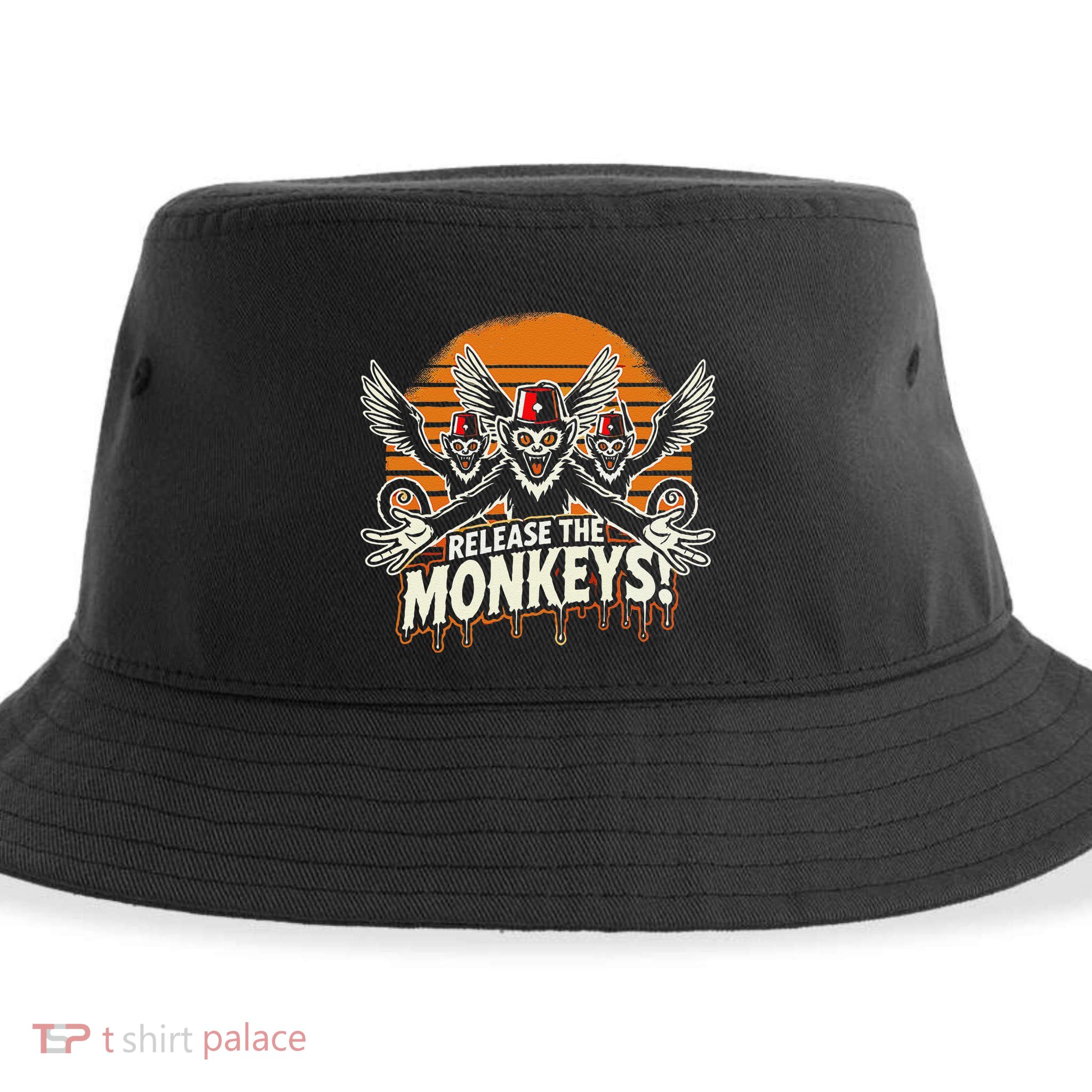 Release The Monkeys Flying Monkeys Halloween Sustainable Bucket Hat