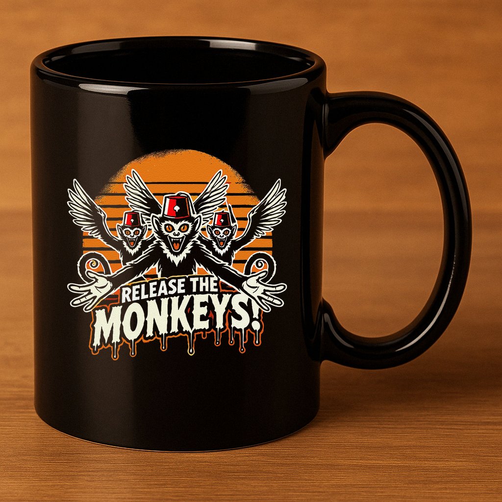 Release The Monkeys Flying Monkeys Halloween 11oz C Handle Ceramic Mug