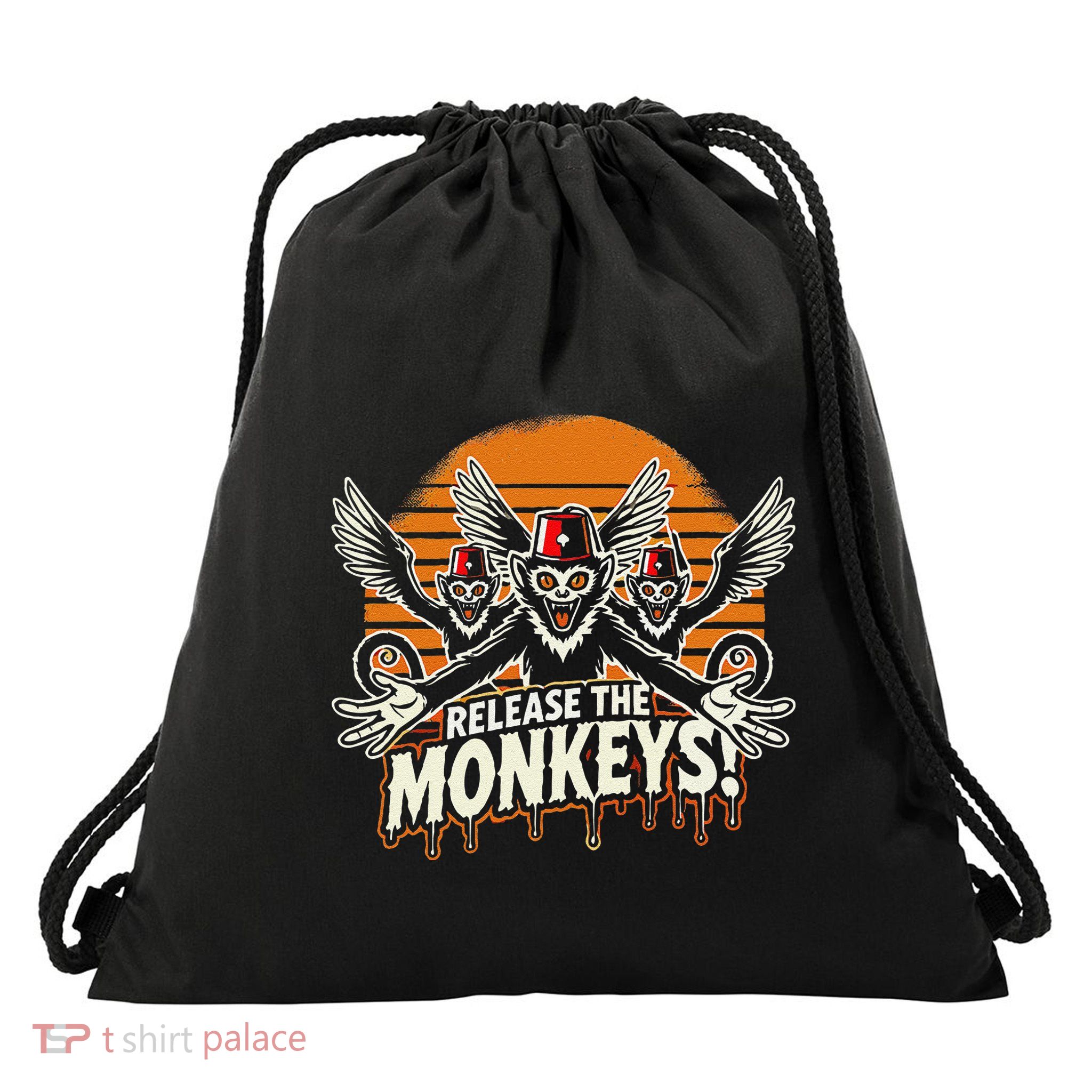 Release The Monkeys Flying Monkeys Halloween Drawstring Bag