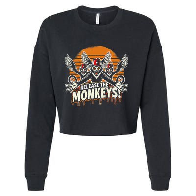 Release The Monkeys Flying Monkeys Halloween Cropped Pullover Crew