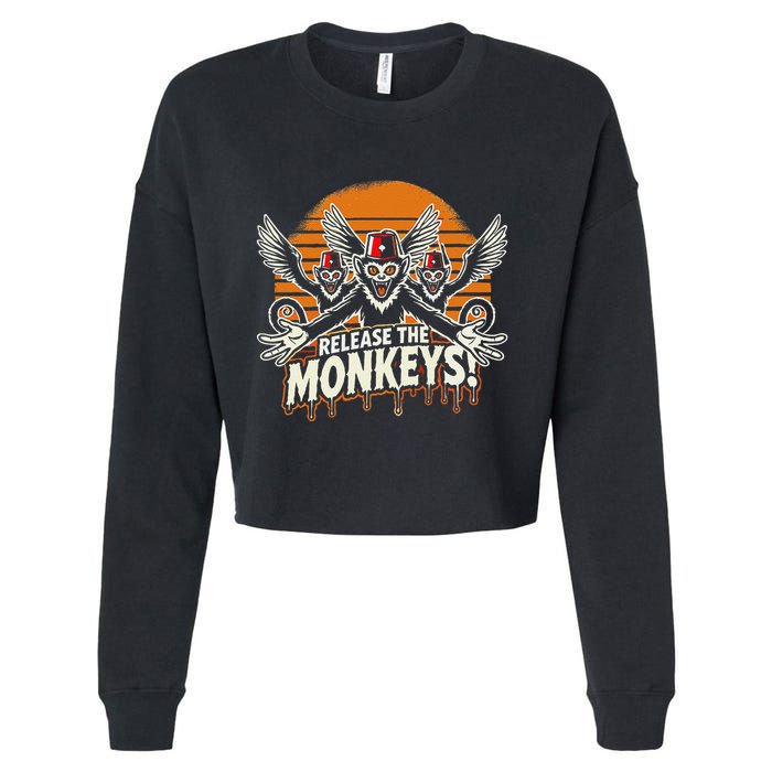 Release The Monkeys Flying Monkeys Halloween Cropped Pullover Crew