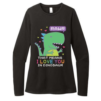 Rawr That Means I Love You In Dinosaur Scene Valentine's Day Gift Womens CVC Long Sleeve Shirt