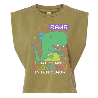 Rawr That Means I Love You In Dinosaur Scene Valentine's Day Gift Garment-Dyed Women's Muscle Tee