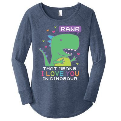 Rawr That Means I Love You In Dinosaur Scene Valentine's Day Gift Women's Perfect Tri Tunic Long Sleeve Shirt