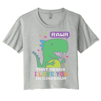 Rawr That Means I Love You In Dinosaur Scene Valentine's Day Gift Women's Crop Top Tee