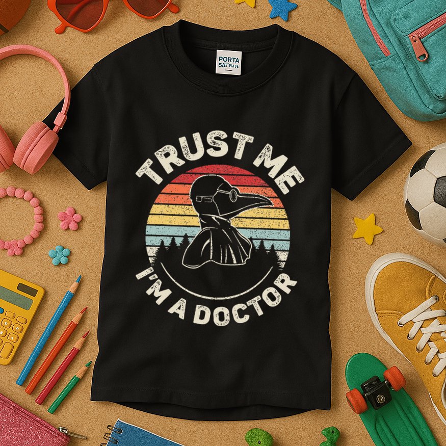 Retro Trust Me IM A Doctor Plague Kids T-Shirt