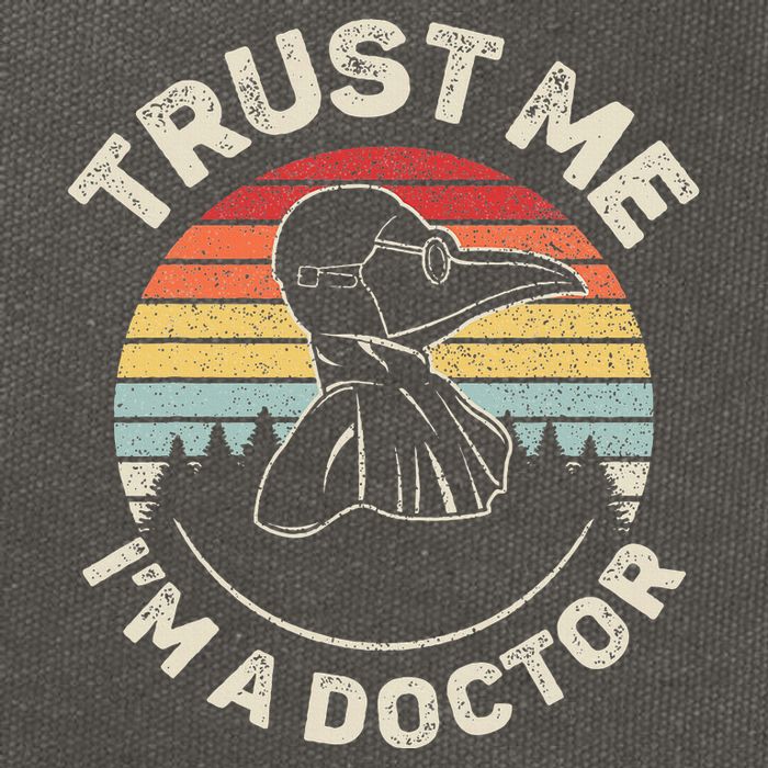 Retro Trust Me IM A Doctor Plague Cotton Canvas Backpack