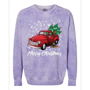 Red Truck Merry Christmas Tree Rottweiler Christmas Gift Colorblast Crewneck Sweatshirt