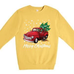 Red Truck Merry Christmas Tree Rottweiler Christmas Gift Premium Crewneck Sweatshirt