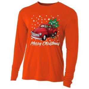 Red Truck Merry Christmas Tree Rottweiler Christmas Gift Cooling Performance Long Sleeve Crew