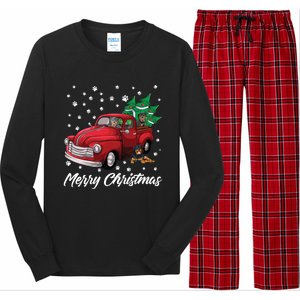 Red Truck Merry Christmas Tree Rottweiler Christmas Gift Long Sleeve Pajama Set