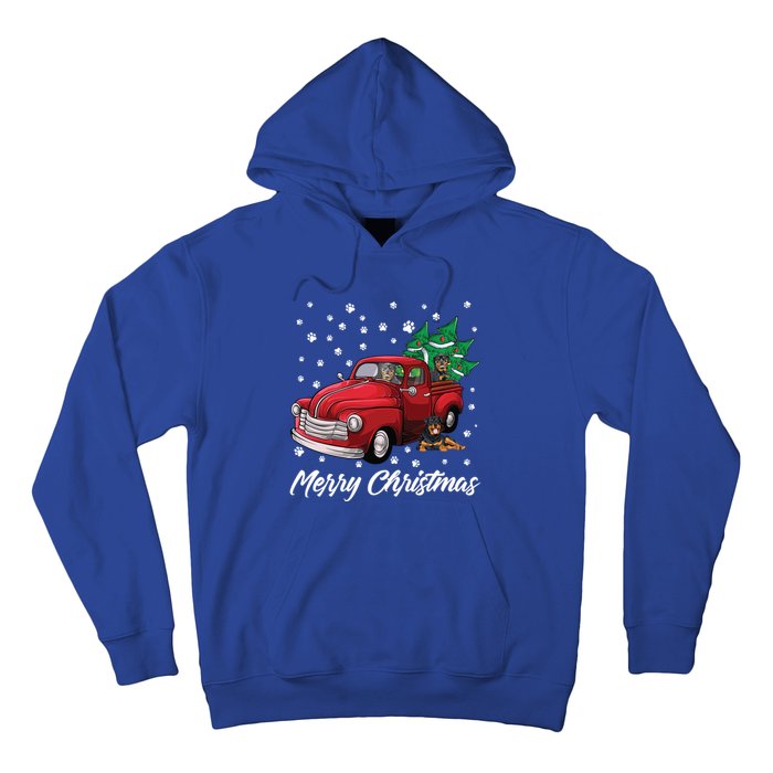 Red Truck Merry Christmas Tree Rottweiler Christmas Gift Hoodie