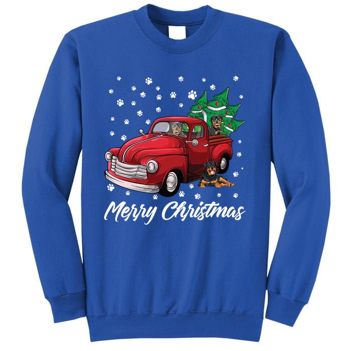 Red Truck Merry Christmas Tree Rottweiler Christmas Gift Sweatshirt