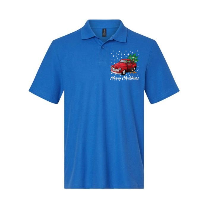 Red Truck Merry Christmas Tree Rottweiler Christmas Gift Softstyle Adult Sport Polo