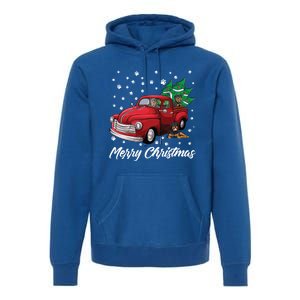 Red Truck Merry Christmas Tree Rottweiler Christmas Gift Premium Hoodie