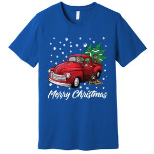 Red Truck Merry Christmas Tree Rottweiler Christmas Gift Premium T-Shirt