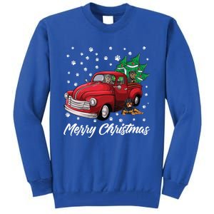 Red Truck Merry Christmas Tree Rottweiler Christmas Gift Tall Sweatshirt