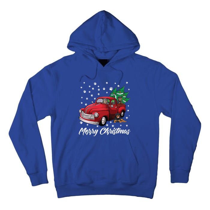 Red Truck Merry Christmas Tree Rottweiler Christmas Gift Tall Hoodie