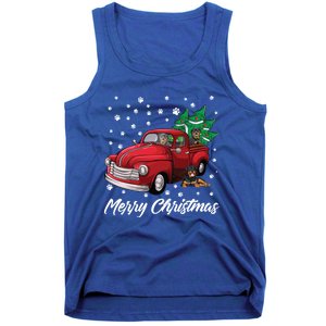 Red Truck Merry Christmas Tree Rottweiler Christmas Gift Tank Top