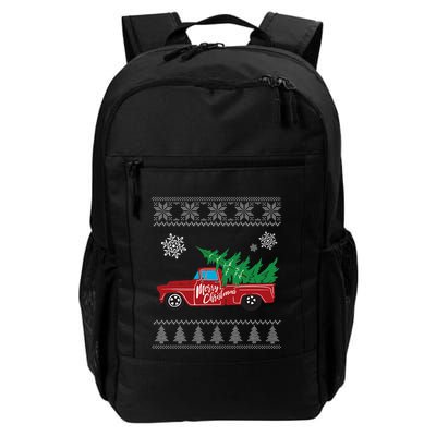 Red Truck Merry Christmas Ugly Christmas Sweater Backpack