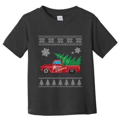 Red Truck Merry Christmas Ugly Christmas Sweater Toddler T-Shirt