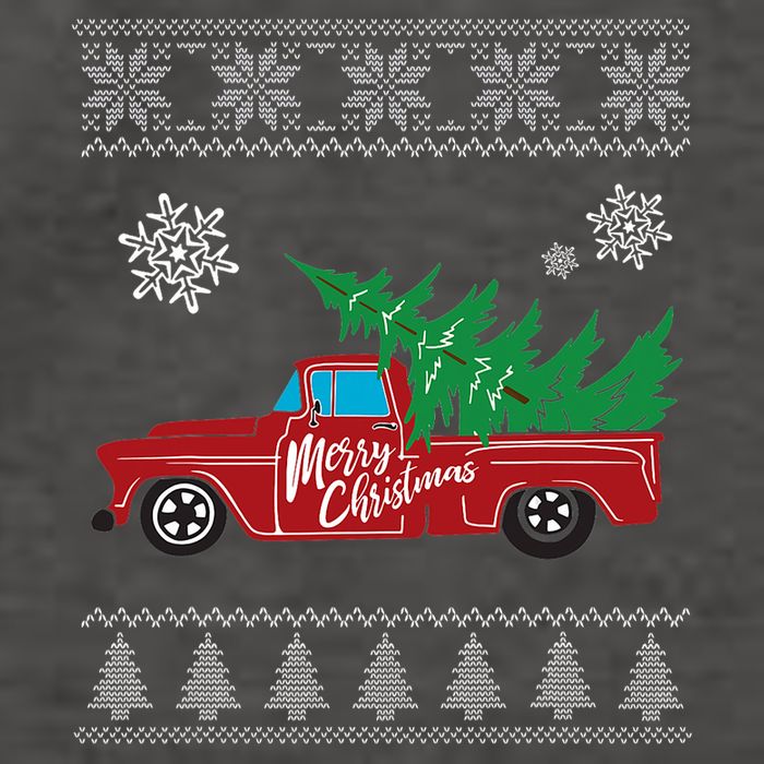 Red Truck Merry Christmas Ugly Christmas Sweater Vector Backpack