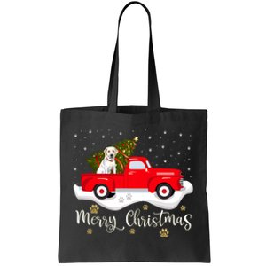 Red Truck Merry Christmas Tree Labrador Retriever Christmas Tote Bag