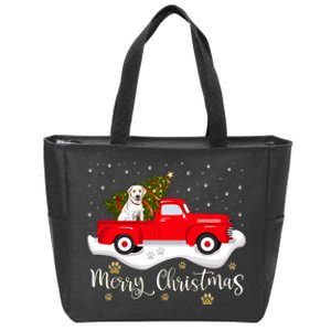 Red Truck Merry Christmas Tree Labrador Retriever Christmas Zip Tote Bag