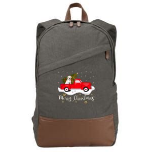 Red Truck Merry Christmas Tree Labrador Retriever Christmas Cotton Canvas Backpack