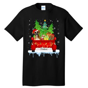 Red Truck Merry Christmas Tree Xmas Boxer Dog Long Sleeve Tall T-Shirt